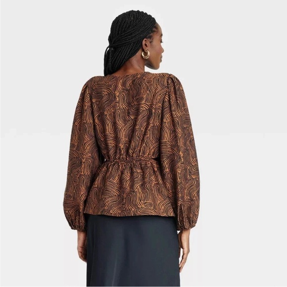 NEW A New Day Balloon Sleeve Twist Front Side Cut Out Top Sz M - Picture 4 of 7